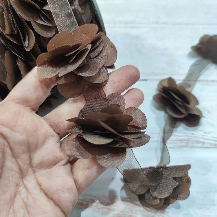 نوار خرجکار گل ساتن برجسته