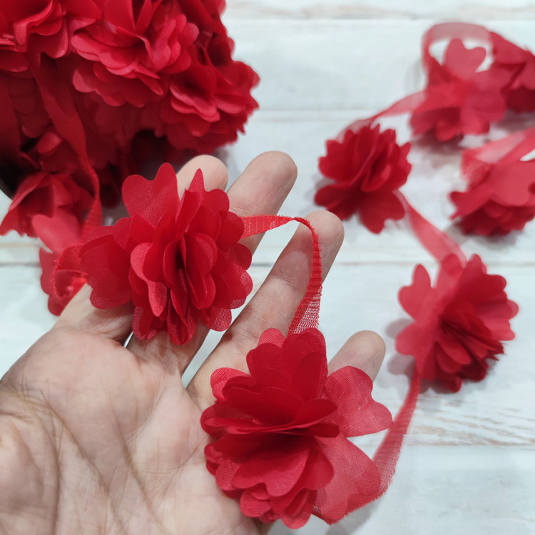 نوار خرجکار گل ساتن برجسته