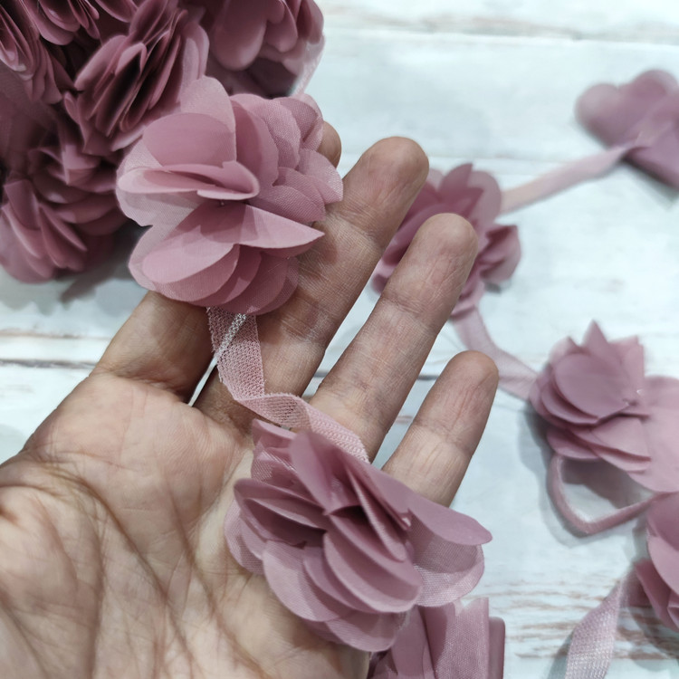 نوار خرجکار گل ساتن برجسته