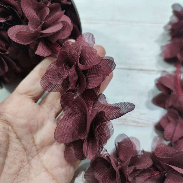 نوار خرجکار گل ساتن برجسته